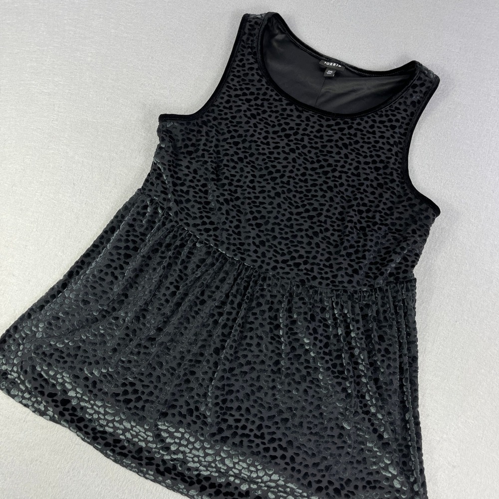 Torrid Black Velvet Devore Animal‎ Print Babydoll Dress Womens 00